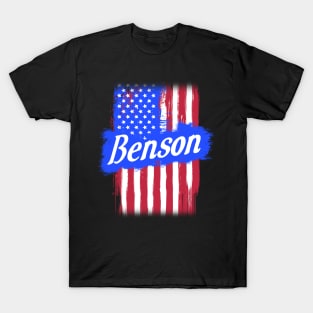 American Flag Benson Family Gift For Men Women, Surname Last Name T-Shirt